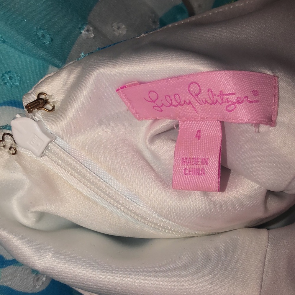 Lilly Pulitzer Dress Shorely Blue Tossing Line Roswell Posely sz 4 sleeveless - Picture 10 of 11